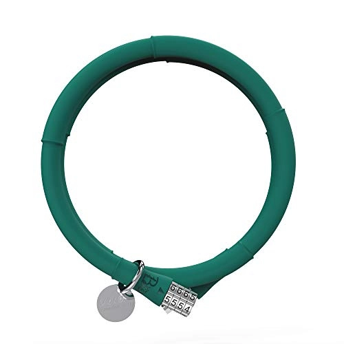 Bike Lock : VOLO Bamboo Bike Cable Lock, 4 Digit Coiling Combination Cable Bike Locks, Silicone Covered Security Anti-Theft Lock with Dia.13mm x 100cm (Jade Green)