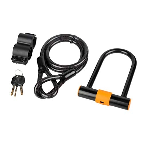 Bike Lock : VORCOOL Bike Cable lock Heavy Duty Bicycle Lock U Lock Shackle for Outdoor Cycling Bicycle Security (Orange)
