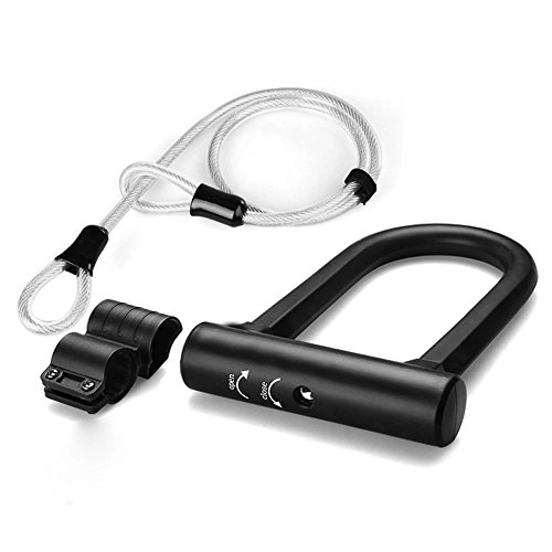 Bike Lock : Vory Bike locks - 16mm Heavy Duty Bicycle U Lock with Sturdy Mounting Bracket + 1200mm braided Steel Flex Cable