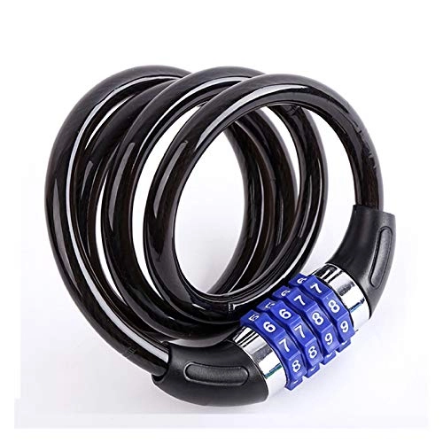 Bike Lock : WCNMB Bicycle lock Mountain Bike Bicycle Lock 4 Digit Code Combination Security Electric Cable Locks 1.2m Anti-theft Bike Lock Bicycle Accessories Convenient and durable (Color : Black)