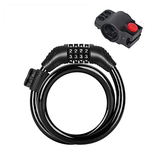 Bike Lock : WCNMB Bicycle lock Mountain Road 1.8m Bike Lock 5 Digit Code Combination Bicycle Security Lock Anti-theft Steel Wire Cycling Bike Bicycle Locks Convenient and durable (Color : Black(65cm))