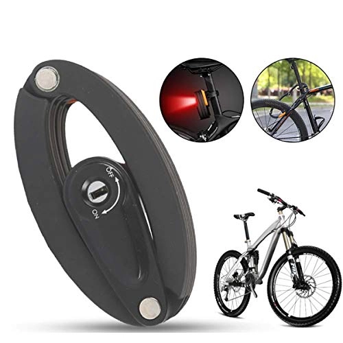 Bike Lock : WDY Foldable Bicycle Lock with Tail Light, Rechargeable Anti-Theft Bicycle Lock Lightweight Security Lock with Key, for Bicycle, Mountain Bike, Scooter