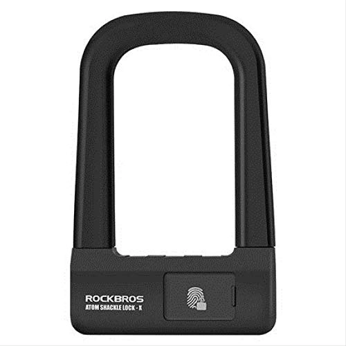 Bike Lock : WEDRW Standard Bike U-Lock Charging Smart Fingerprint Unlock, Alloy Material Security Anti-Theft Black