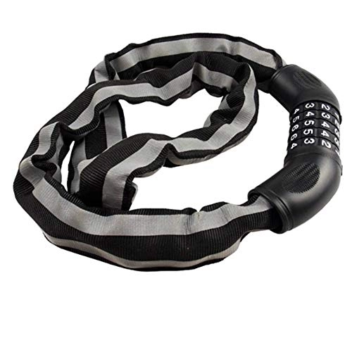 Bike Lock : WeiCYN Chain Lock For Bike 5 Digit Code Combination Bicycle Lock 1M Spiral Bicycle Lock Bicycle Accessories (Color : Black and grey)