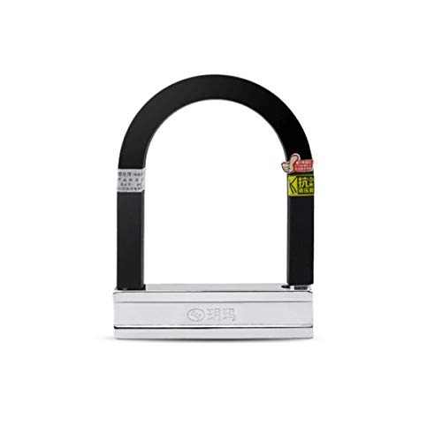 Bike Lock : WeiCYN Motorcycle Lock, Battery Electric Lock, C-class Lock Core Anti-theft Lock Anti-hydraulic Shear U-lock (Color : Black)