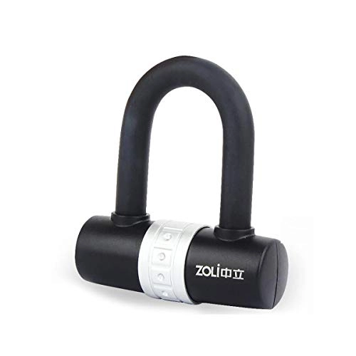 Bike Lock : WeiCYN U-lock, road mountain bike lock, bicycle lock, motorcycle lock, anti-theft, security lock, black, red (Color : Black)