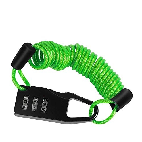 Bike Lock : WEMUR Bike lock Portable Helmet Lock Password Mini Anti-theft Bicycle Lock For Motorcycle Bicycle Scooter Cycling Cable Lock-B Style Black bicycle lock (Color : Green)