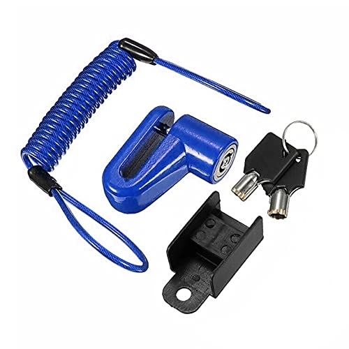 Bike Lock : WENZI9DU Anti-theft Lock Electric Scooter Disc Brake Lock with Steel Wire Bicycle Mountain Bike Motorcycle disc lock Safety Theft Protect (Color : Blue)