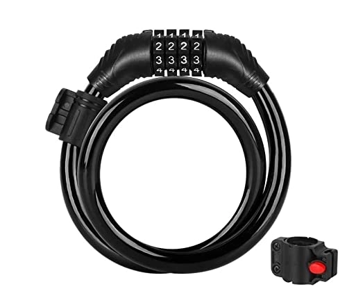Bike Lock : WENZI9DU Bike Lock Cable 65cm Bike Cable Basic Self Coiling Resettable Cable Bike Locks with Complimentary Mounting Bracket Lock