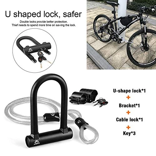 Bike Lock : WERNG Bicycle Chain Lock, 15Mm Heavy-Duty Bicycle U-Lock, with A Solid Mounting Bracket PVC Environmentally Friendly Material, Bicycle Safety Equipment