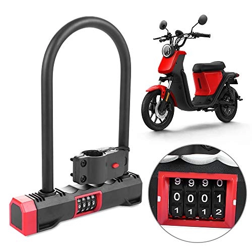 Bike Lock : WERNG U-Type Bicycle Lock, Portable Anti-Theft Digital Combination Lock, 4-Digit Combination for Locking Bicycle / Motorcycle / Electric Vehicle