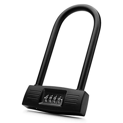 Bike Lock : WJHQYDPZ Bicycle U lock, heavy duty bicycle scooter motorcycle combination lock anti-theft combination door lock black