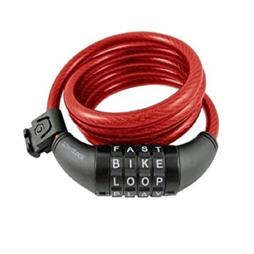 Bike Lock : Wordlock 4-Letter Combination Bike Lock Cable, 6-Feet (Red)