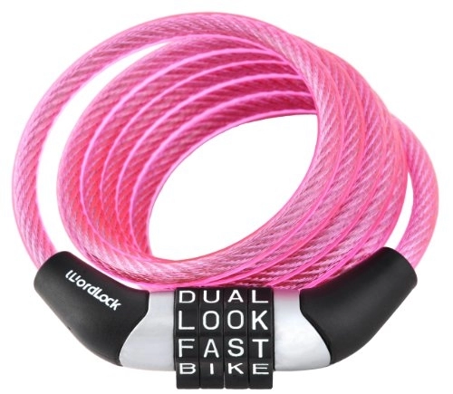Bike Lock : WordLock CL-456-PK Non-Resettable Combination Cable Lock, 4-Feet, Pink