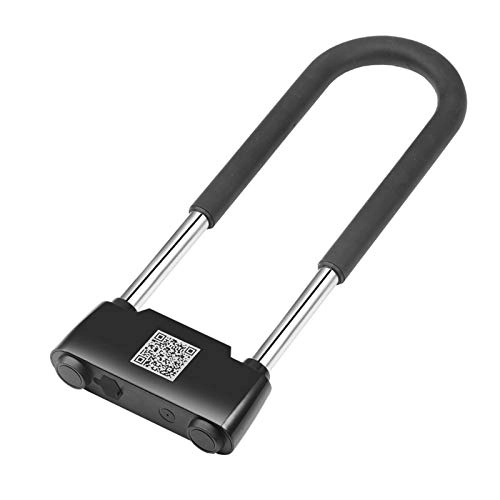 Bike Lock : WSZMD U lock Bike Fingerprint Lock Anti-theft Keyless APP Bicycle Lock With USB Charge IP65 Waterproof Long Standby Time Unlock，bike U Lo bike u lock (Color : Black)
