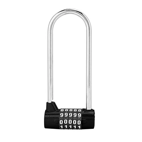 Bike Lock : WSZMD U lock Zinc Alloy Bike U-shape Anti-theft Lock Combination Digit Password Code Door Lock Extra Long Cabinet Door Padlock For Gym School, Bike U Lock bike u lock (Color : Black)