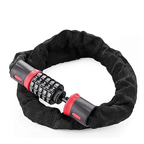 Bike Lock : WWMH Bike Combination Lock Heavy Duty and Compact, Theft Proof, No Keys Required, 5 Digit Password, Manganese Steel Chain, GP Chain Padlock, Best for Motorbike and Mountain Bicycle Security, Red
