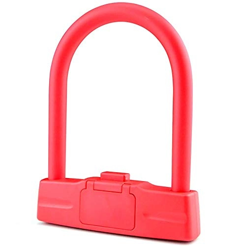Bike Lock : WyaengHai Bicycle Lock Aluminum Bicycle Safety Lock Anti-theft Lock Locks The U-shaped Bicycle Lock Cable Lock Anti-theft Bicycle Lock (Color : Red, Size : One size)