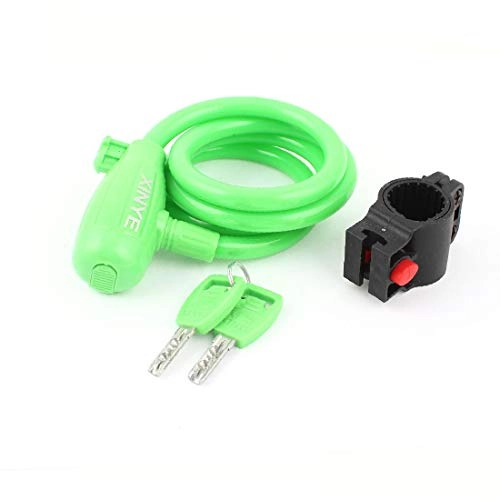 Bike Lock : X-DREE Green 3.3Ft Length Bike Bicycle Cycling Security Spiral Cable Lock w 2 Keys(Green 3.3Ft Lunghezza Bicicletta Bicicletta Ciclismo Sicurezza Spirale Cable Lock w 2 Chiavi