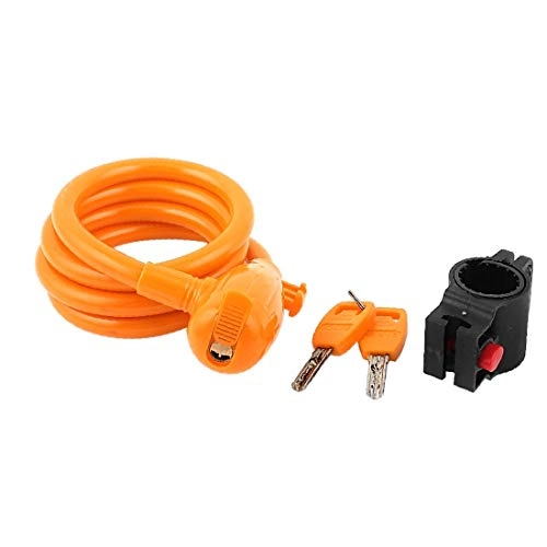Bike Lock : X-DREE Orange 3.3Ft Length Bike Bicycle Cycling Security Spiral Cable Lock w 2 Keys(Naranja 3.3 pies de longitud Bicicleta Ciclismo Seguridad cerradur de Cable en Espiral con 2 teclas