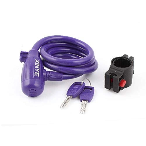Bike Lock : X-DREE Purple 3.3Ft Length Bike Bicycle Cycling Security Spiral Cable Lock w 2 Keys(Púrpura, 3.3 pies de longitud, Bicicleta, Ciclismo, seguridad, Cable Espiral, cerradur, 2 llaves