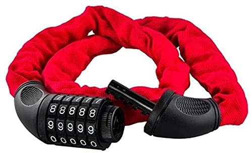 Bike Lock : XHZC Bicycle Lock, Mountain Bike Anti-Theft Chain, Combination Lock, Suitable for Bicycles, Motorcycles and Electric Vehicles(Color:Red)
