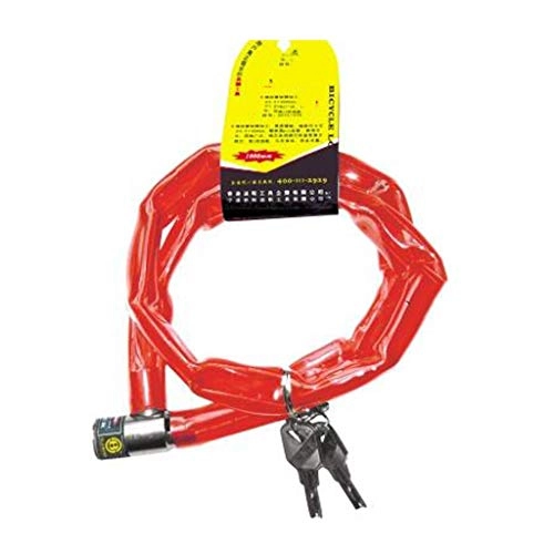 Bike Lock : XILIN-1987 Chain lock Bicycle Lock Bicycle Chain Electric Car Chain Lock Chain Lock Tricycle Lock Motorcycle Chain Lock Black Blue Red Integrated Chain Lock (Color : Red)