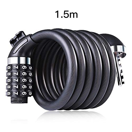 Bike Lock : XINGYA 1.8m Bike Bicycle 5 Letters Code Lock Steel Wire Security Anti Theft Bicycle Cable Lock MTB Road Motorcycle Bicycle Accessories (Color : 1.5m)