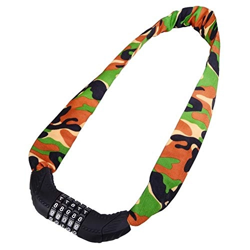 Bike Lock : XinQing Bicycle lock Bicycle Bicycle Chain Code Lock, with Hard Alloy Steel Lock, 5-digit Resettable Combination Code, 100cm, Camouflage Green
