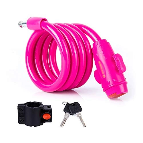 Bike Lock : XinQing-Bicycle lock Bicycle Lock, Anti-theft Lock Mountain Bike Lock Chain Lock, 1.2 Meters, with Lock Frame, Cycling Bicycle Accessories Cycling Equipment (Color : Pink)