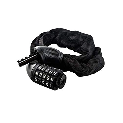 Bike Lock : XinQing-Bicycle lock Bicycle Lock, Mountain Bike Anti-theft Chain, Combination Lock, Suitable for Bicycles, Motorcycles and Electric Vehicles (Color : Black)