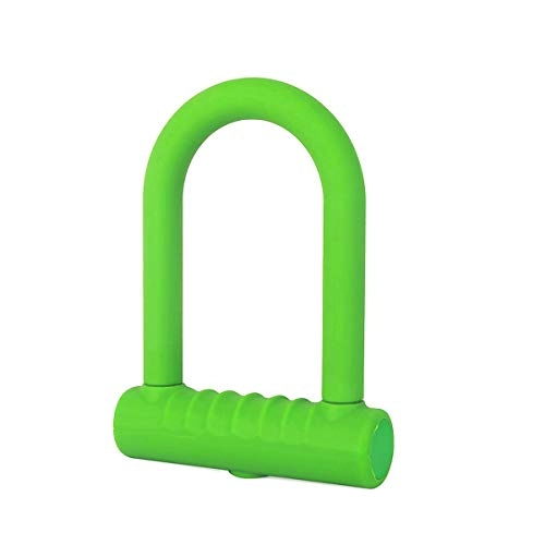 Bike Lock : XIONGHAIZI Silicone U-lock, mountain bike lock, u-lock, battery electric motorcycle lock, bicycle anti-theft lock, blue, pink, black, light green (Color : Light green)