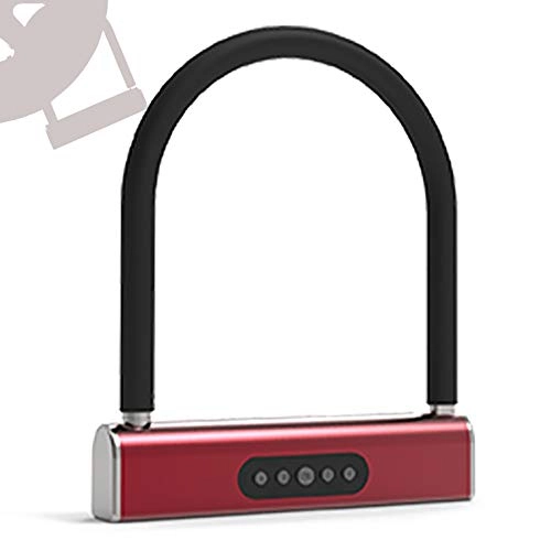Bike Lock : XLanY Smart Heavy Duty Fingerprint U Lock, Fingerprint Lock U Lock Bike, Waterproof Anti Theft High-Security Keyless Lock Perfect for Bicycle Scooter Motorcycle Or Gate, Red