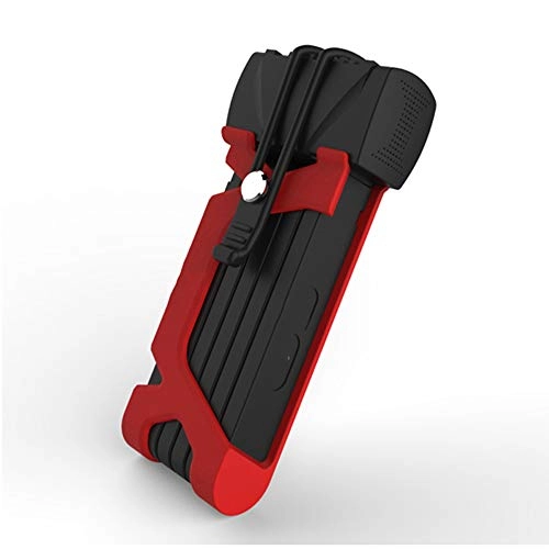 Bike Lock : XUANX Mountain Road Bike Compact Bicycle Lock Portable Anti-Hydraulic Shear Folding Bicycle Lock, Red