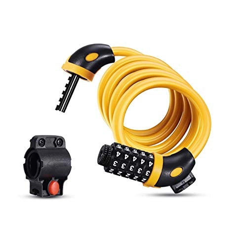 Bike Lock : Xyl Bicycle lock high security cable 5 may be combined into a reset roll with outdoor riding bicycle chain lock mounting bracket for yellow