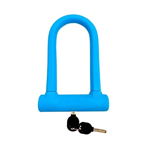 Bike Lock : Xyl Compact light coating of silicone U-lock key to lock the bicycle lock bicycle antitheft sturdy steel compression not to hurt the car blue