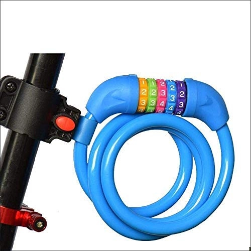 Bike Lock : XYXZ Cycling Lock high Security Padlock Door Lock 5 Digit Code Combination Bicycle Security Lock 1200 Mm X 12 Mm Steel Cable Spiral Bike Cycling Bicycle Lock (Color : Blue)