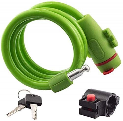 Bike Lock : XYXZ Cycling Lock high Security Padlock Door Lock Bike Cycle Heavy Duty Coil Combination Security Lock Steel Spiral Cable Bicycle Lock (Color : Green)