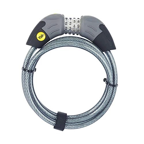 Bike Lock : Yale YCC1 / 10 / 185 / 1 - Standard Combination Cable Bike Lock 1800mm - Steel Ball Click Gear System - Lightweight