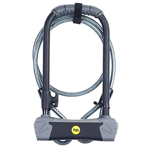 Bike Lock : Yale YUL3C / 14 / 230 / 1 - Maximum Security Bike Lock 230mm - U Lock with Cable - Hardened steel - Heavy Duty Protection - 4 Keys including 1 with micro-light