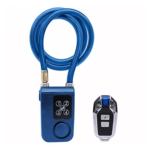 Bike Lock : YANGLI WanLiTong Security Lock Wireless Remote Control Anti-theft Vibration Alarm Lock Electric Motorcycle Code Chain Lock Bicycle Access (Color : Blue)