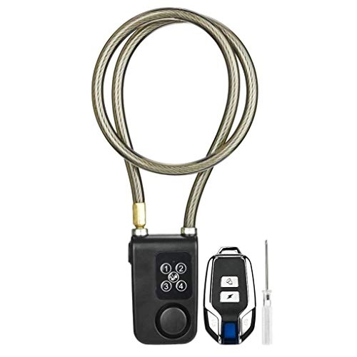 Bike Lock : YANGMAN-L Bike Cable Lock Anti-Theft Wireless Remote Control Alarm Lock 4-Digit Password LED Indication Waterproof Bicycle Lock for Motorcycle, 80Cm