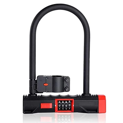 Bike Lock : YANGMAN-L Bike Lock, 4 Digit U Lock Motorcycle Lock Resettable Combination U Lock for Bicycles Gate Secure Your Bike While Eliminating The Need To Carry The Key