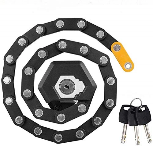 Bike Lock : YANQIN Folding bicycle lock, bicycle chain safety chain bicycle bicycle lock, with key and lock frame, used for bicycles, motorcycles, scooters, strollers and other vehicles