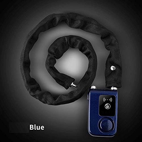 Bike Lock : Yanxinenjoy Bicycle Bluetooth lock, anti-hydraulic shear, smart anti-theft, motorcycle chain steel lock, alarm lock-blue