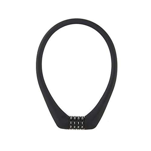 Bike Lock : YDHWY Bicycle Combo Lock Silicone Integrated Steel Braided Cable 4 Digits Resettable Light Weight Compact Size (Color : Black)