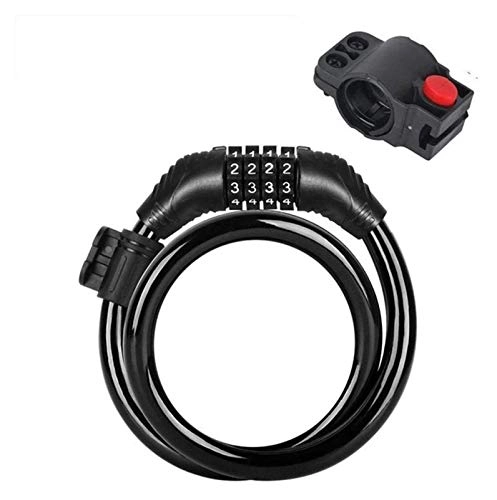 Bike Lock : YDL Mountain Bike Lock 5 Digit Code Combination Security Electric Cable Lock Anti-theft Cycling Bicycle Locks Bicycle Accessories Bike Locks with Keys (Color : Black(65cm))