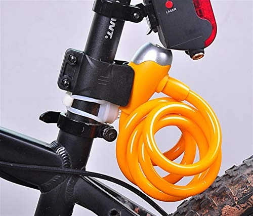 Bike Lock : YEZINbei Lock 120 Cm X 1.2 Cm Long Bike Lock Anti-theft Cable Lock MTB Mountain Road Bike Steel Lock With 2 Keys (Color : Orange)