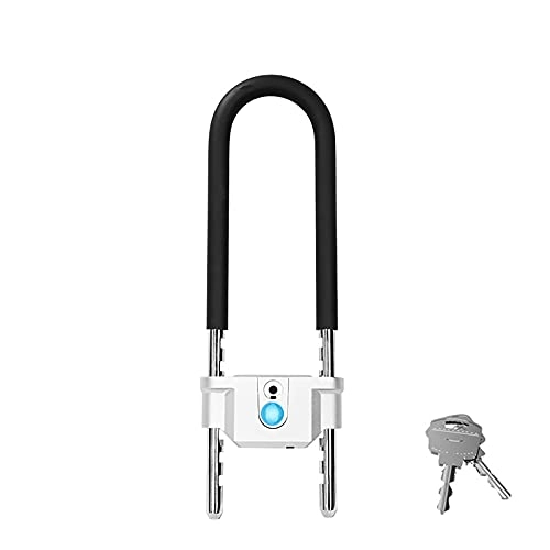Bike Lock : YHWD U-shaped Lock, Fingerprint Bike Lock, Rechargeable, 48 Fingerprints Can Be Added, Ip66 Waterproof, Suitable for Bicycle Motorcycle Doors