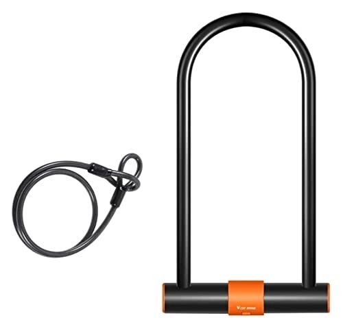 Bike Lock : Yokam Bicycle Cycle Chain Lock, PadLock, Bike U Lock Heavy Duty Bike Lock Bicycle Lock, U Lock Security Cable for Bicycle, Motorcycle and More (Color : Black)